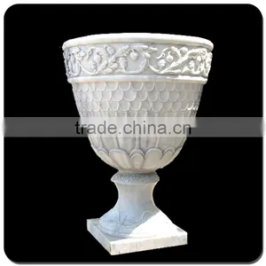 Cheap Landscaping White Marble Decorative Outdoor Flower Pots thumbnail-3