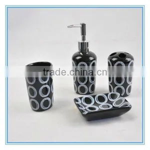 Hot Sale Full Printing Round Black Dehua 4pcs Ceramic Bath Accessories thumbnail-1