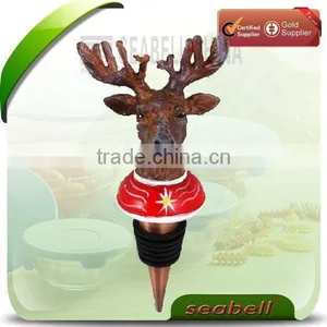 WS13-3 Red Poly Deer Wine Stopper thumbnail-1