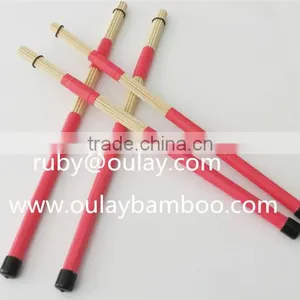 3mm Bamboo Brushsticks /drum Sticks With Colordul Rubber Tubes and Black Rubber Taps thumbnail-1