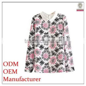 Digital Print Foldable Sleeve Women Top Blouse Design thumbnail-1