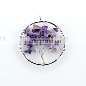 High End Rose Quartz Chip Stone Beads Pendant Diy Wire Wrapped Quartz Stone Charms Pendant 2016 for Sales thumbnail-3
