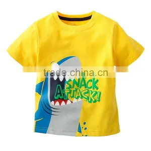 Boys Fashion Clothing Kids Yellow With Fish Pattern Carton T-shirts thumbnail-1
