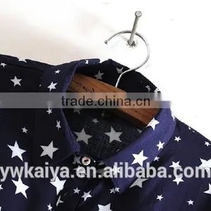 CVC Slim Fit Star Blue Fancy Casual Long Sleeve Women Shirt Wholesale thumbnail-3