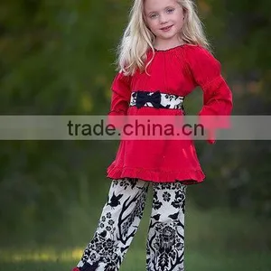 Best Selling Floral Ruffle Cotton Girls Boutique Outfit thumbnail-3