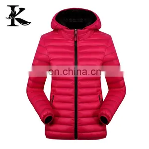 Fashion Women Dark Blue Lightweight Down Jacket With Hood thumbnail-3