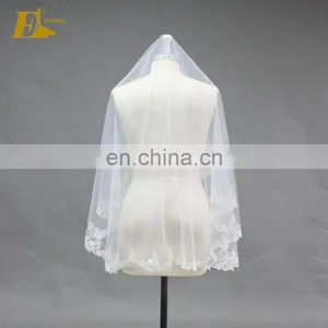 ED Bridal Wholesale Short 140cm Lace Trim White Ivory Bridal Veil For Wedding thumbnail-2