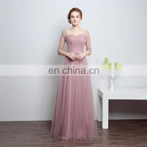 HS1613 Vintage A Line Long Cheap 2017 Wedding Prom Bridesmaid Dress thumbnail-3
