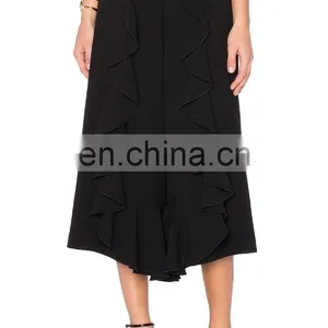Latest Formal Long Skirt Blouse With Side Frills for Lady thumbnail-3