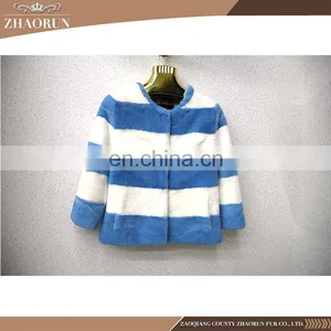 China Supplier Women Fur Garment Rex Rabbit Fur Coat With Dyed Color thumbnail-1