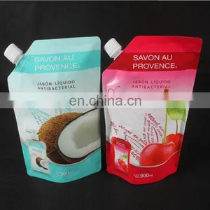 Customized Reusable Juice Drink Food Packaging Bag/ Liquid Stand up Spout Pouch With Top Spout thumbnail-5