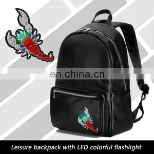 LED Flashlight PU Leather Soft Backpack School Bags for Teenagers thumbnail-2