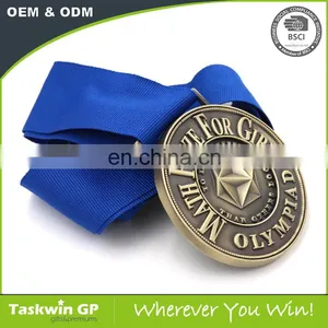 Antique Gold Plated Free Design Custom Sport Medals With Ribbon thumbnail-3