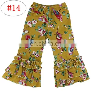 Kids Girls Bell Bottom Flare Pants Wide Leg Pants Printed Floral Flare Palazzo Pant Trousers 20colors 5 Size Free Shipping thumbnail-4