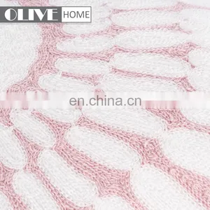 2018 High Quality Crocheted Sofa Embroidery Flower Design Pink Cushion With Invisible Zipper thumbnail-5