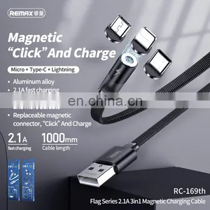 Remax Flag Series RC-169th Magnetic Charger Type-C Usb Braided Micro 3 In 1 Charging Cable For Iphone thumbnail-6
