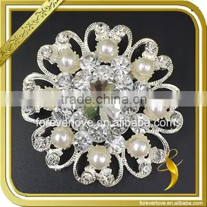 Vintage Rhinestone and Pearl Brooches Flower Women Rhinestone Pins and Brooches Wholesale FB-071 thumbnail-1