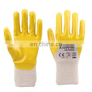 Anti Oil Yellow Nitrile Half Coated Gloves For Car Repair thumbnail-1