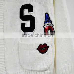 Designer Wool Spinning White Cardigan Sweaters for Girls thumbnail-3