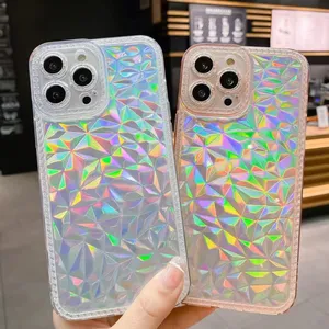 Thermal Blank Mobile Phone Case/Protective Laser Discoloration TPU Diamond Pattern Full Package For Apple 11 12 13 14 Pro Max thumbnail-1