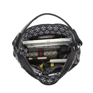 Punk Style Unisex Leather Handbag Large Capacity Portable Rivet Bag thumbnail-4