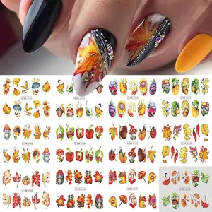 Hot Selling Nail Polish Water Sticker Large Sticker Autumn Maple Leaf Series Insect Printing Watermark Transfer Nail Sticker thumbnail-1