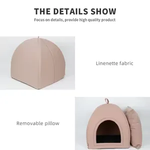 Meow Love Multicolor Deluxe Deep Sleep Cat Flap Bed Pink Plush Pet Lgloo Bed Washable Fun Sofa Dog Cat Bed Pet Travel Outdoors thumbnail-1