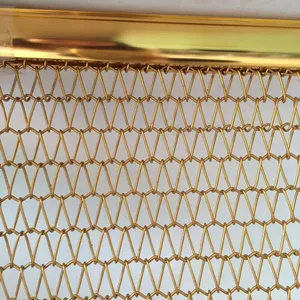 Gold PVD Coated Woven Steel Wire Mesh - Flexible Decorative Metal Curtain thumbnail-2