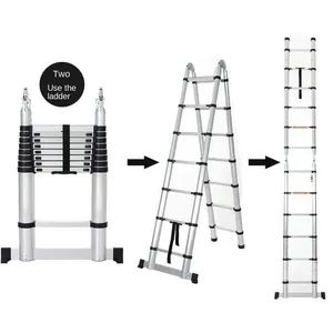 Deliladder Telescopic Ladder, 3.8M Multi-Purpose Aluminum Telescoping & Folding Ladder, Compliant With EN131 Standard thumbnail-4