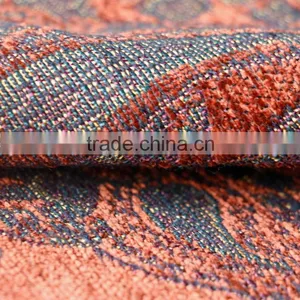 Red Jacquard Sofa Fabric Polyester Microfiber Fabric thumbnail-4