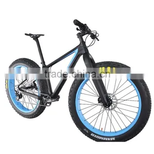 2016 Popular New Blue Painting Carbon Fat Bike Complete Fatbike Carbon Bikes 26x4.0 Tire Shima XT M8000 Groupset thumbnail-1