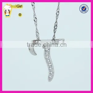 Personalized Letter Necklaces With Water Wave Chain, Cheap T Pendant Zircon Necklace thumbnail-4