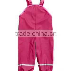 Kids PU Rain Pant Bib With Reflective Tape Wholesale thumbnail-2