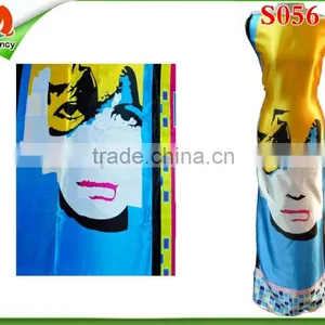 2016 Fashion 100% Women Face Design Satin Rayon Jacquard Fabric S056 thumbnail-1