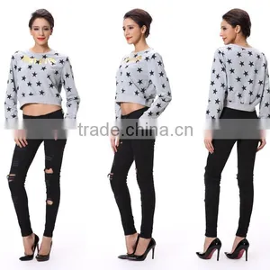 Newest Lady Letter And Star Printing Long Sleeved Top for Girls thumbnail-4