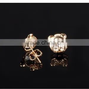 Wholesale 18k Gold Fashion Jewelry Cute Bear Gold Earring Tops Designs With Zircon thumbnail-3