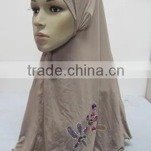 H251 Latest Muslim Hijab With Rhinestone and Crystals thumbnail-3
