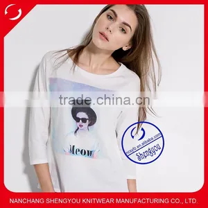 2015 China Supplier Custom Fashion Women Printed T-shirt Wholesale thumbnail-1