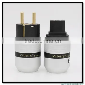 OEM/ODM Viborg Audio Aluminum Gold Plated Schuko Power Plug Connector+IEC Female Plug thumbnail-2