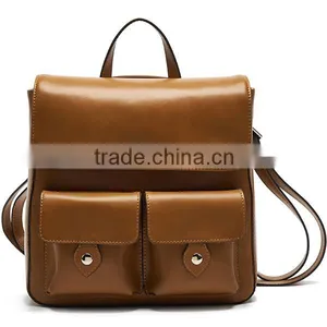 New Arrival Fashion Brown Leather Backpack With Many Pockets thumbnail-4