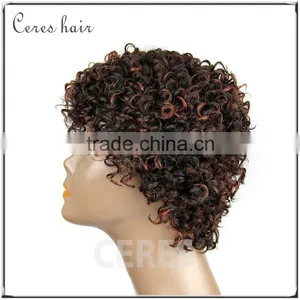100% Human Hair Short Spring Curl Lace Front Wig Mixed Flaxen Color Brazilian Human Hair Wig at Factory Wholesale Price thumbnail-3