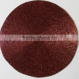 Np10 Marsala Glass Beaded Embroided Placemat thumbnail-1