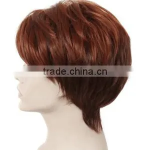 Popular Short Syntehtic Hair Wig Red Color thumbnail-3