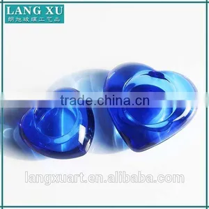 LX-Z010 Valentine's Day Gift Blue Color Bling Crystal Glass Heart Shape Tealight Candle Holder thumbnail-1