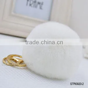 Cute Genuine Rabbit Fur Ball Pom Pom Key Chain Car Handbag Charm Key Chain Quality Choice thumbnail-3