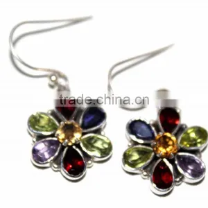 Mix Stone 925 Sterling Silver Earring Pair Jewellery thumbnail-1