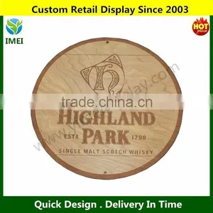 Highland Park Scotch Whiskey 12 Round Wood Sign Barrel Cask Top Style 12X12" YM3-169 thumbnail-1