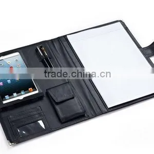 Black Leather Padfolio With Quick-Release Holder for IPad Mini thumbnail-1