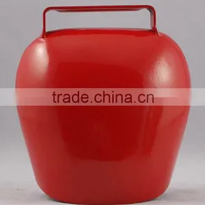 5" Large Red Swiss Cow Bell A4-C022 With Artifical Leather Strap,vintage German Bell (A506) thumbnail-1