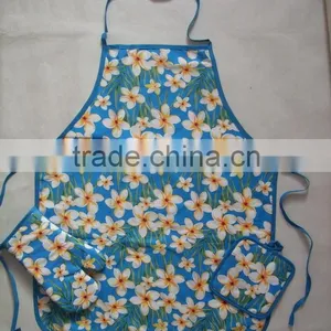 2016 Silk Screen Pigment Printing 3pcs Cotton Apron Set With Oven Mitten Pot Holder Set Free Samples China Supplier thumbnail-1